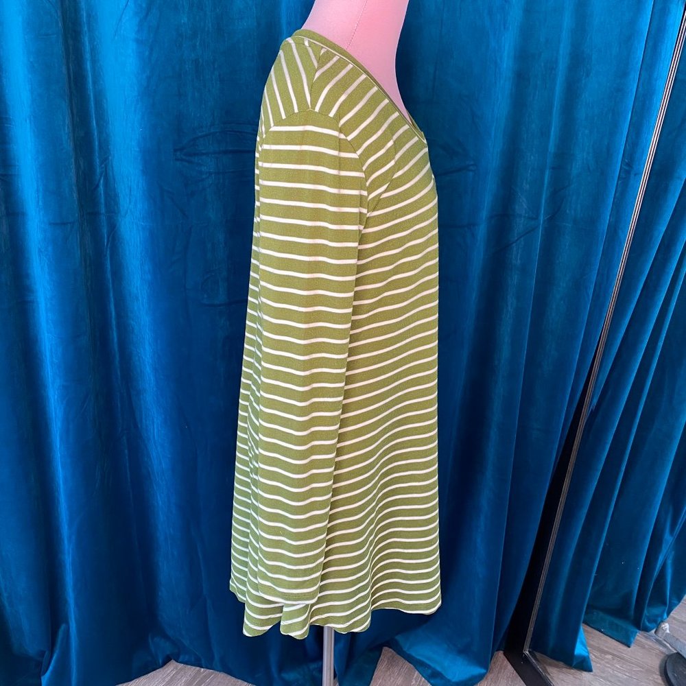 NWT Umgee Striped Long Sleeve Dress Green/White - Picture 6 of 7